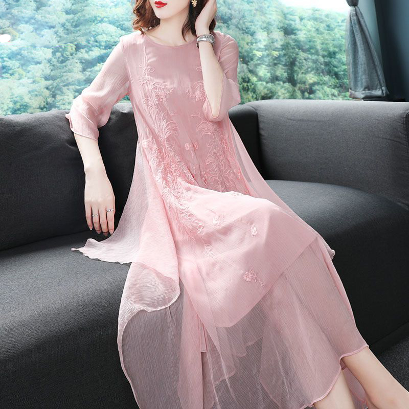 Summer Gauze Clothing - Vestido de Festa Elegante com Decote