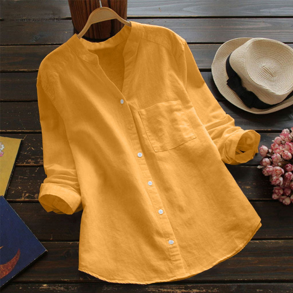 Yellow Summer Clothing - Feminino casual retro algodão e linho