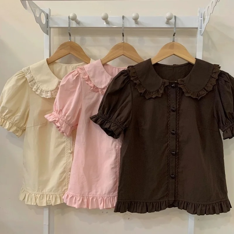Summer Kids Clothing - Verão japonês kawaii lolita camisas femininas