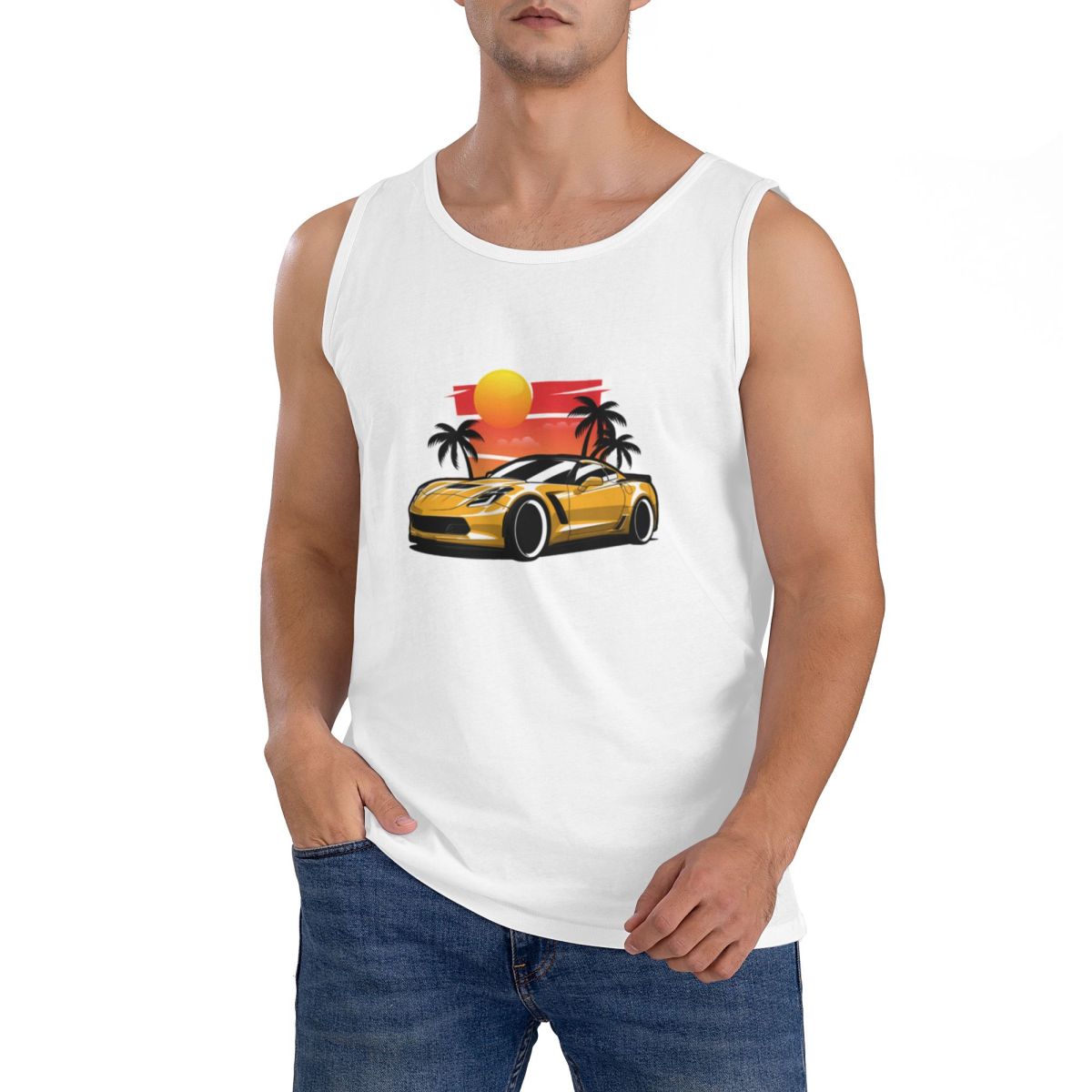Yellow Summer Clothing - Camiseta Sem Mangas 100% Algodão Amarela