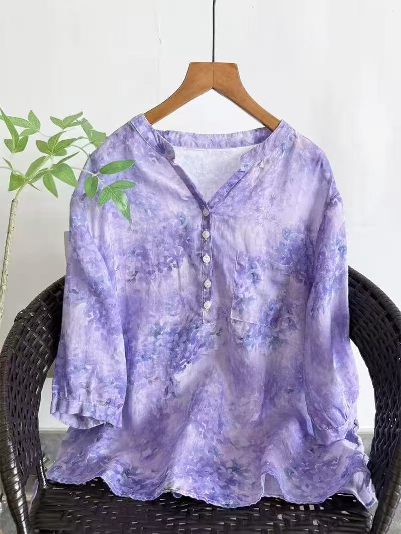 Japan Summer Clothing Women - Camisas 100% Ramie para mulheres, estilo