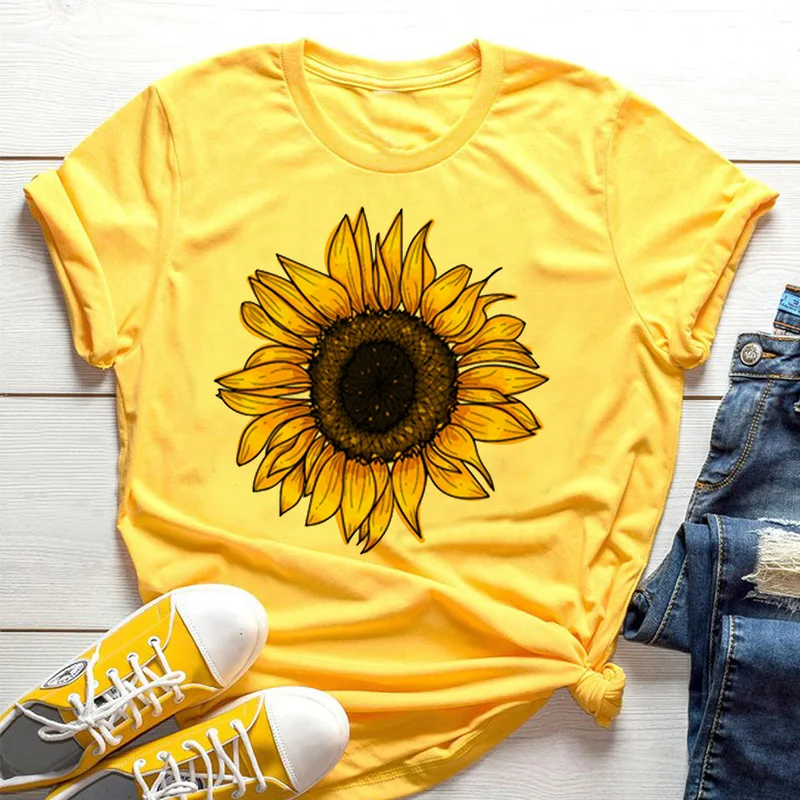 Yellow Summer Clothing - Camiseta Feminina Amarela com Estampa Estética