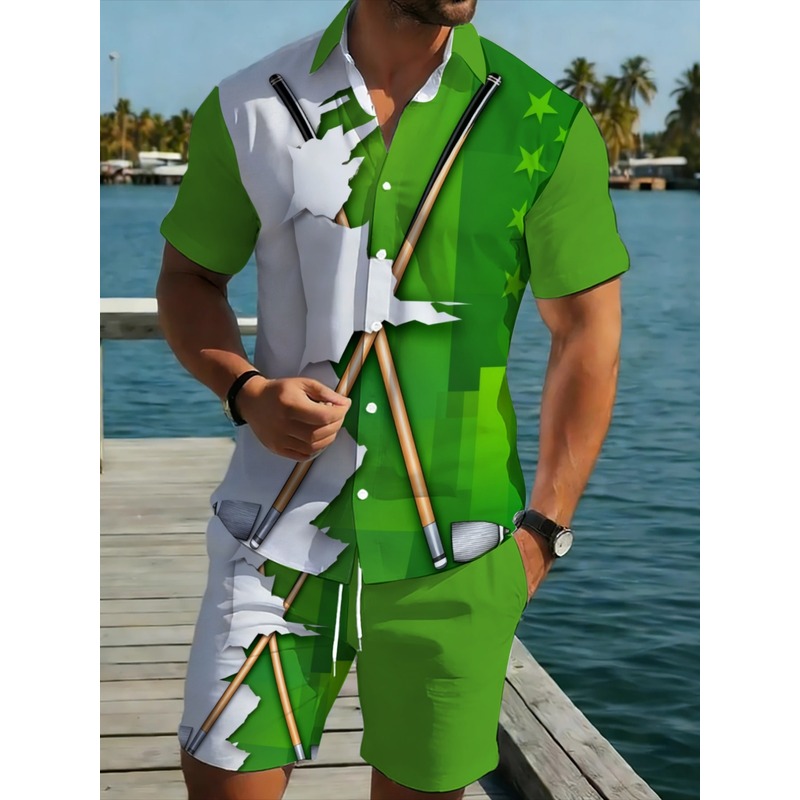 Summer Clothing Guys - Conjunto Masculino Leve Casual Verde e