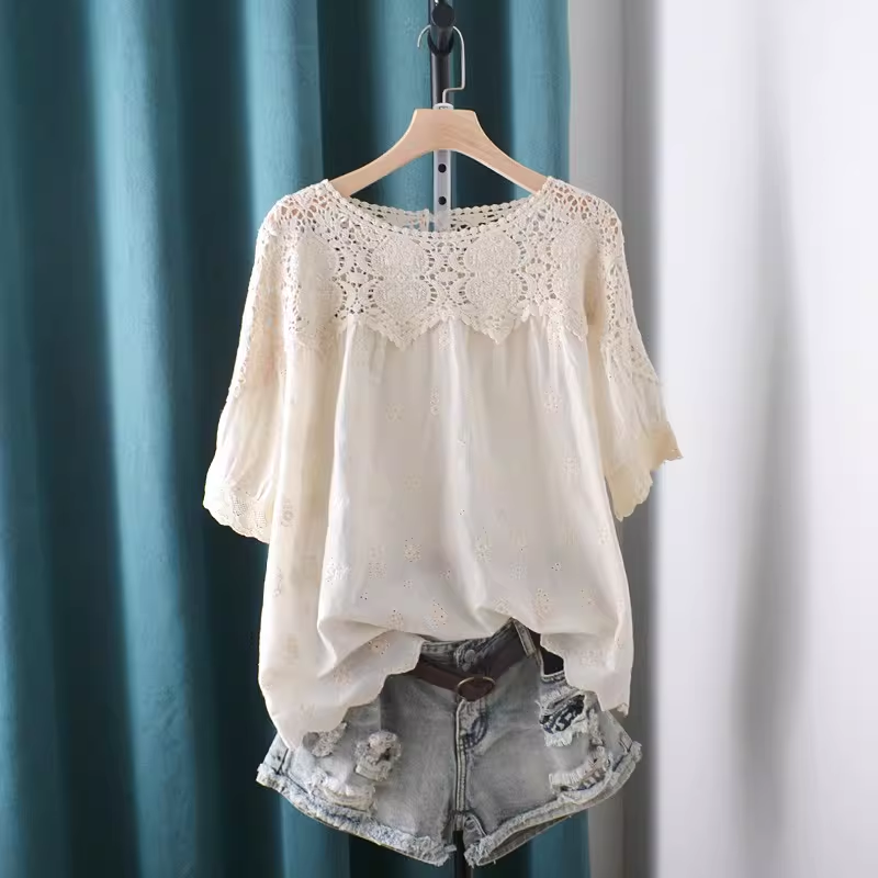 Camisas e Blusas de Renda Vaza - Japan Summer Clothing Women avaliação e preço