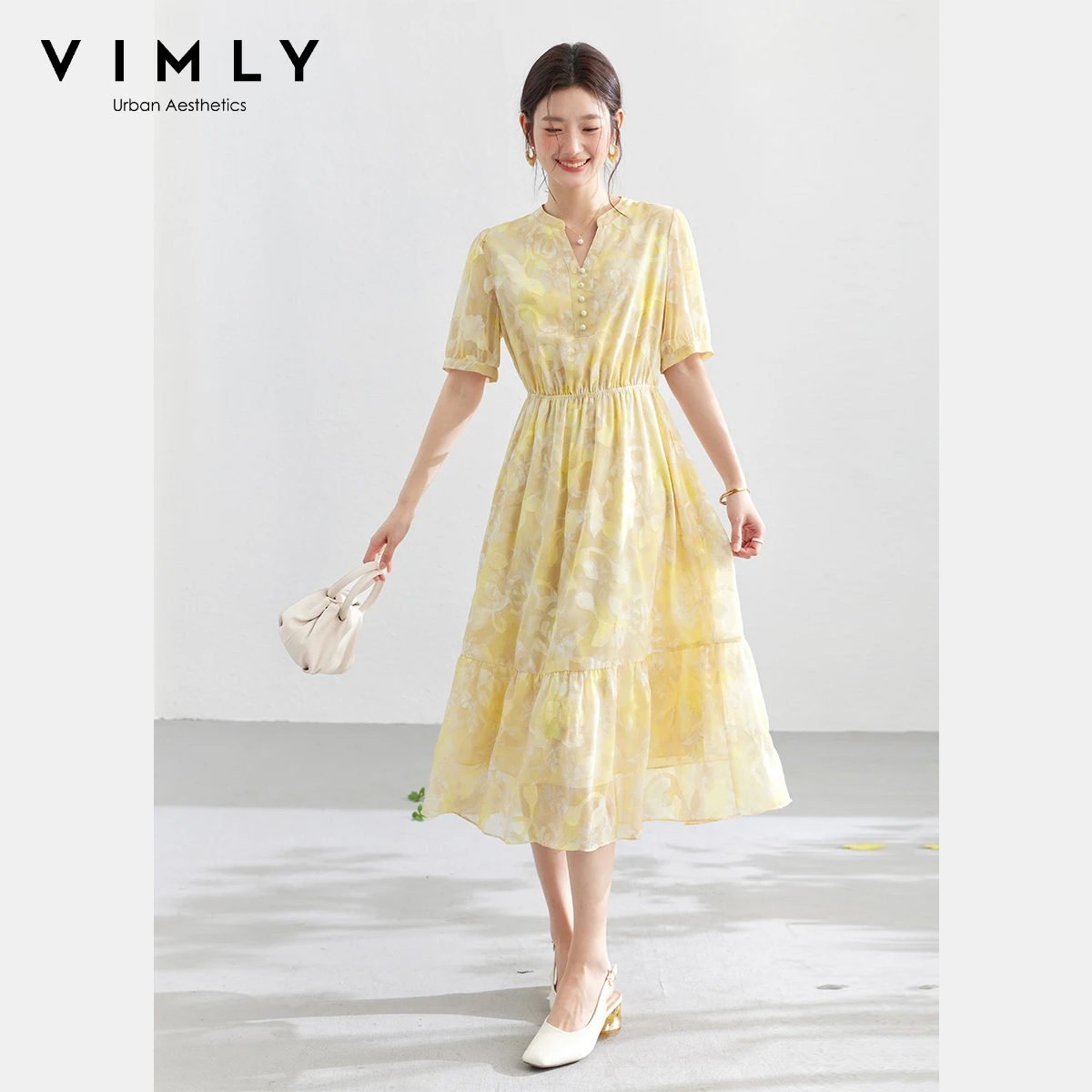 Vestido Midi Floral Amarelo Fe - Yellow Summer Clothing avaliação e preço