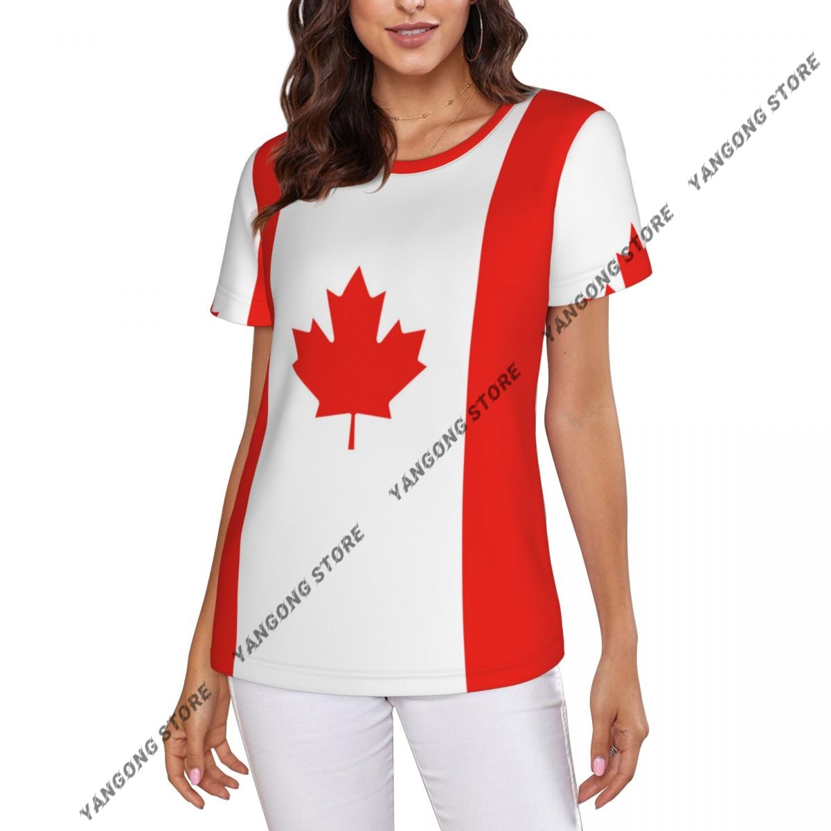 Camiseta feminina canadá bande - Summer Clothing Women Canada avaliação e preço