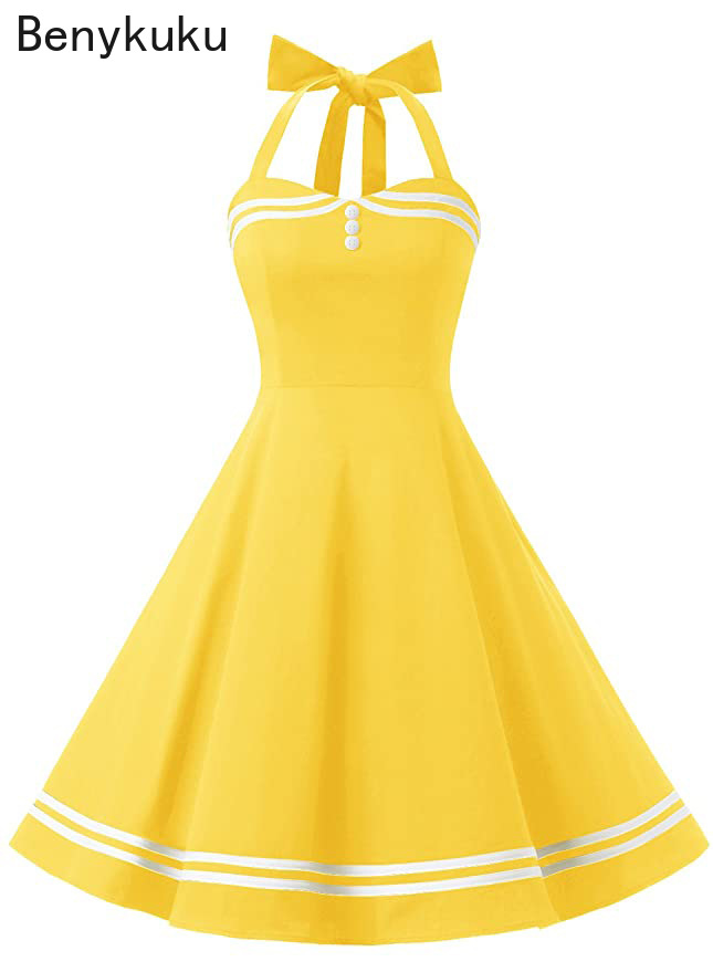 Vestido Vintage Amarelo Halter - Yellow Summer Clothing avaliação e preço