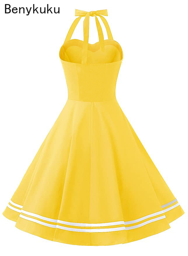 Vestido Vintage Amarelo Halter - Yellow Summer Clothing avaliação e preço