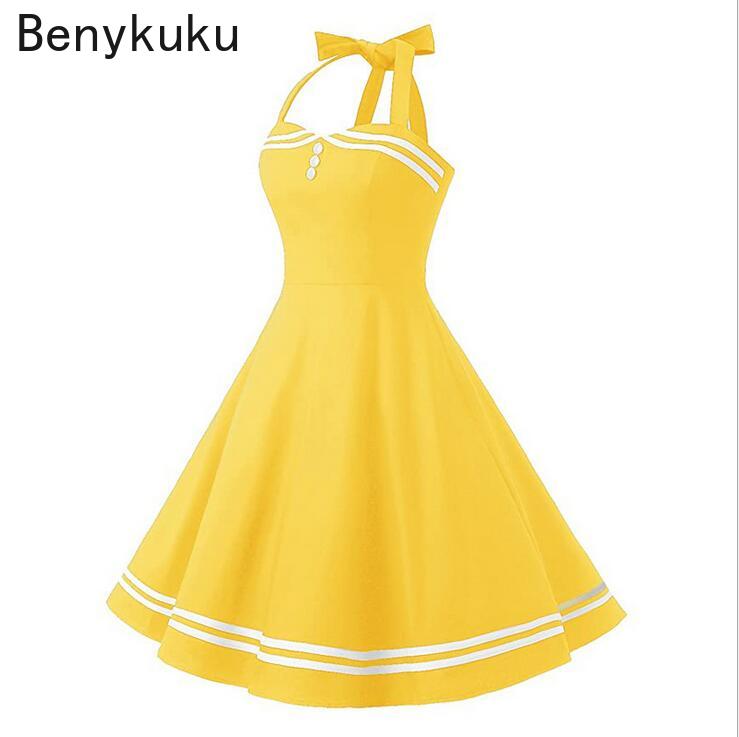 Vestido Vintage Amarelo Halter - Yellow Summer Clothing avaliação e preço