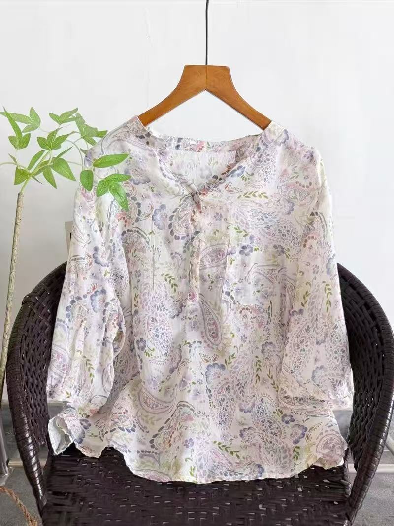 Camisas 100% Ramie para mulher - Japan Summer Clothing Women avaliação e preço