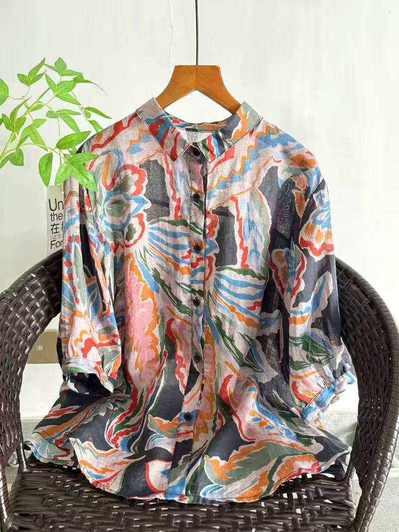 Camisa Feminina de Ramie Puro  - Japan Summer Clothing Women avaliação e preço